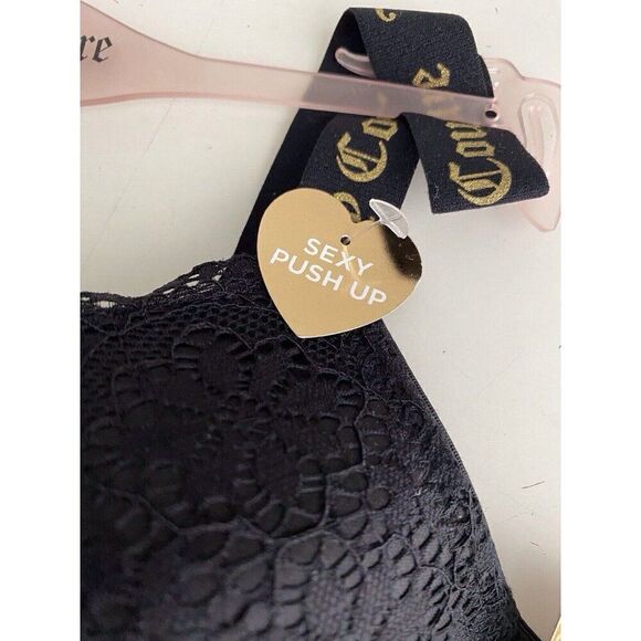 Juicy Couture Sexy Push Up Bra Size 34B Black Lace JC2210C Padded NEW - Picture 2 of 9